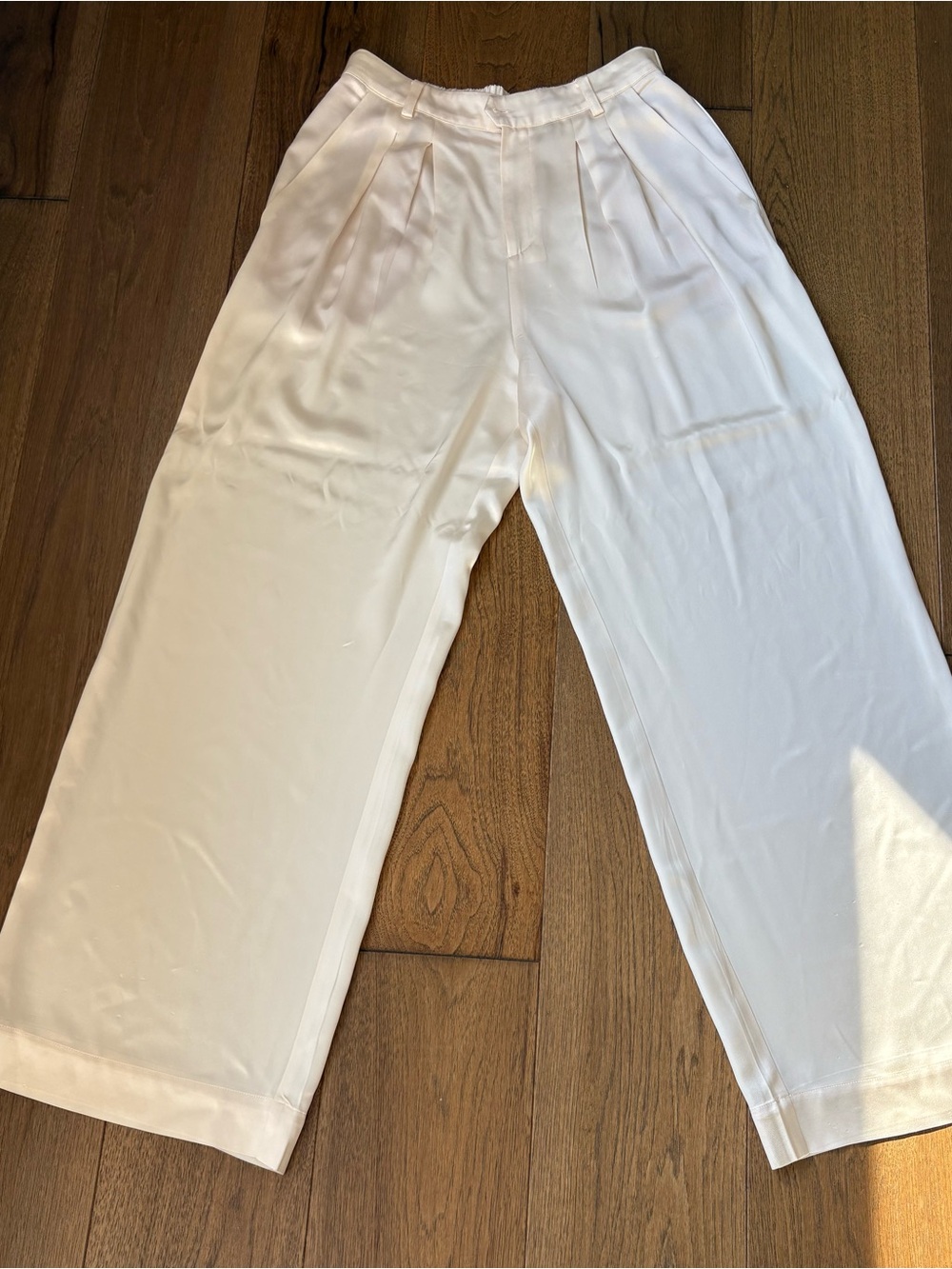 Cami High-Rise Ivory Wide-Leg Pleated Pants